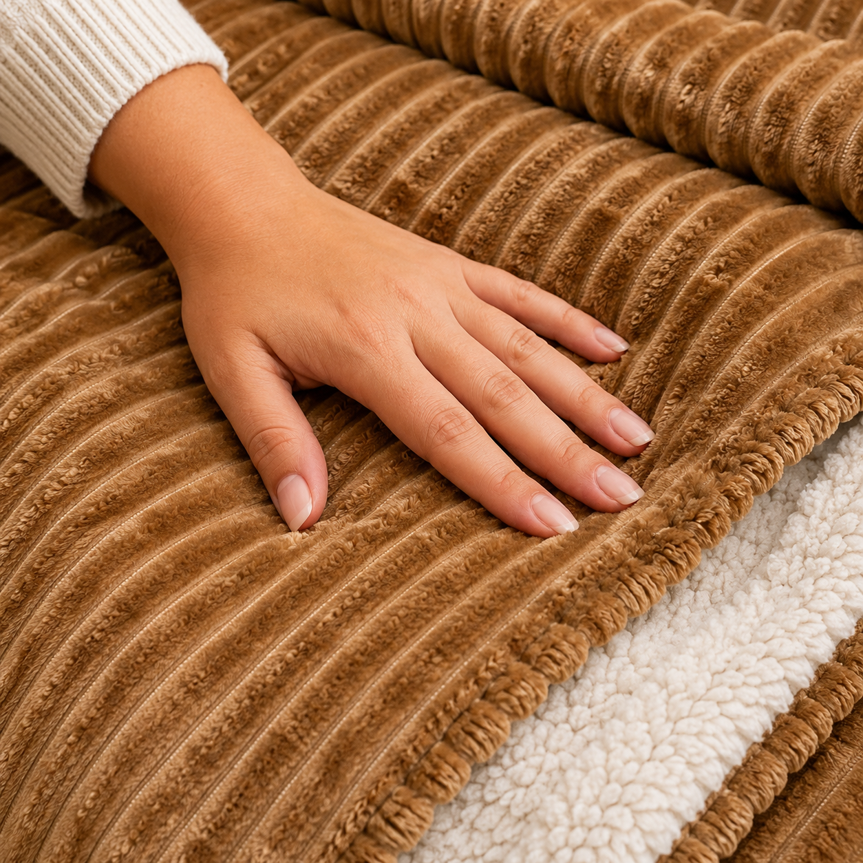 ÚNICA MEDIDA VER TABLA DE MEDIDAS - Colcha Doble Faz Piel de Borrego 2,20 m x 1,85 m