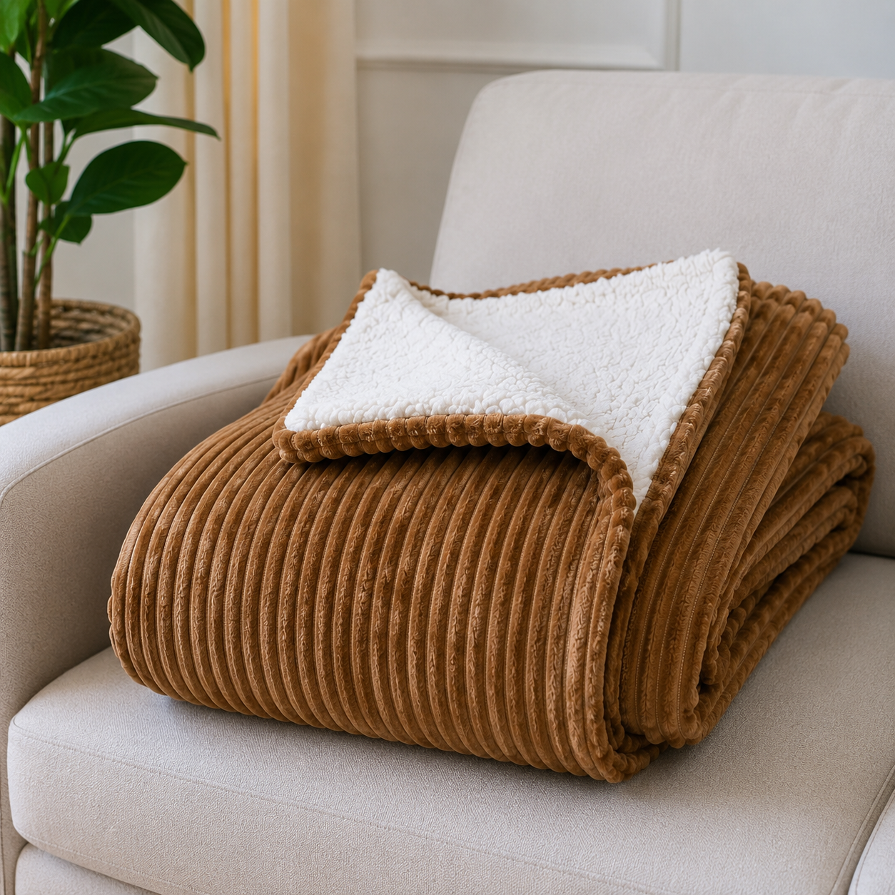 ÚNICA MEDIDA VER TABLA DE MEDIDAS - Colcha Doble Faz Piel de Borrego 2,20 m x 1,85 m