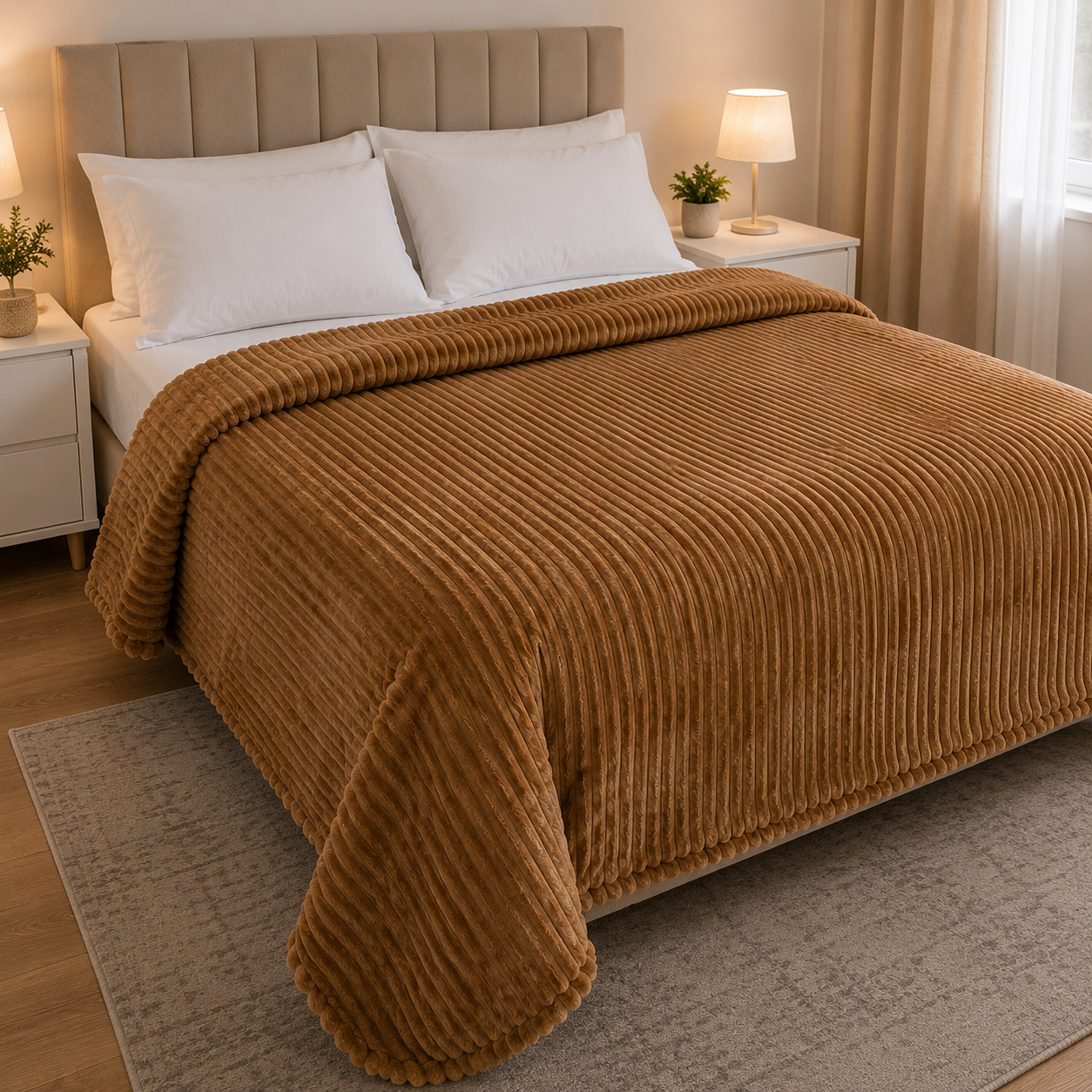 ÚNICA MEDIDA VER TABLA DE MEDIDAS - Colcha Doble Faz Piel de Borrego 2,20 m x 1,85 m