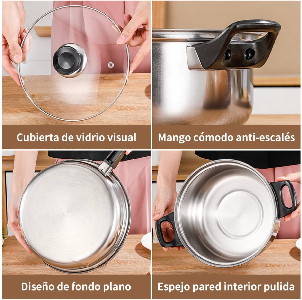 BATERIA DE COCINA PREMIUM DE ACERO INOXIDABLE- 12 PIEZAS-