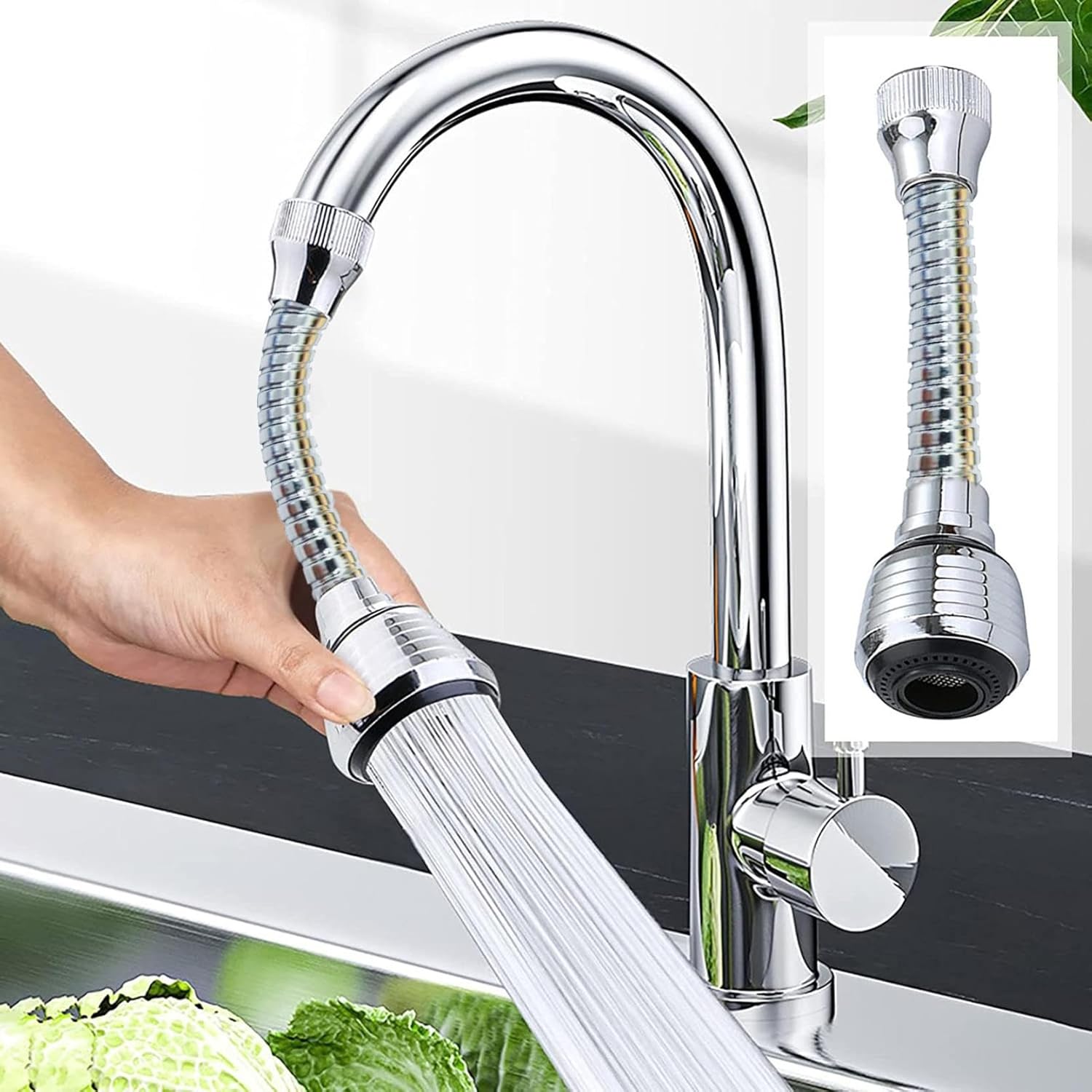 Extensor Flexible para Grifo 360° – Aumenta la Presión y Ahorra Agua
